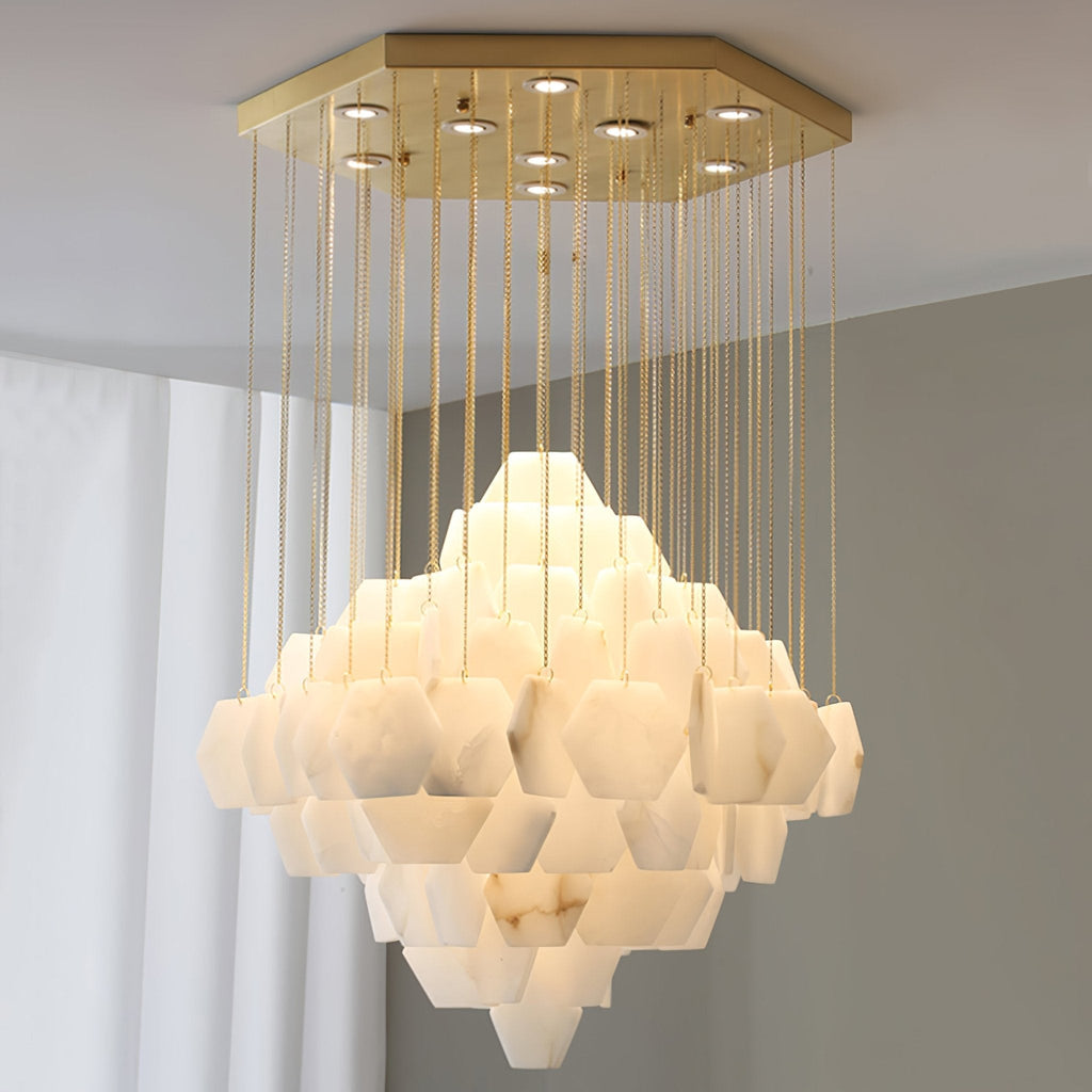 Hexa Alabaster Cascade Chandelier by Bling Lighting Studio