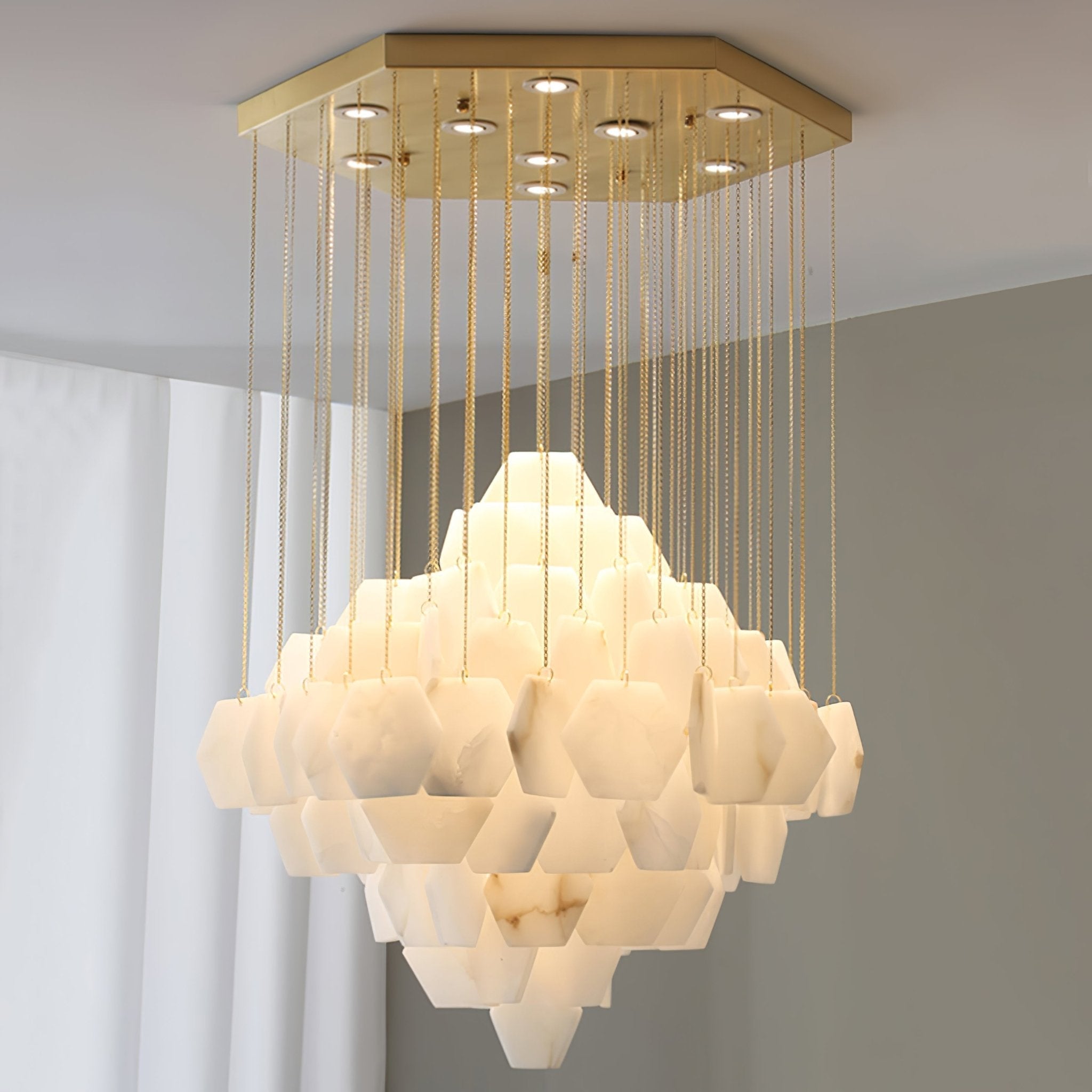 Hexa Alabaster Cascade Chandelier by Bling Lighting Studio