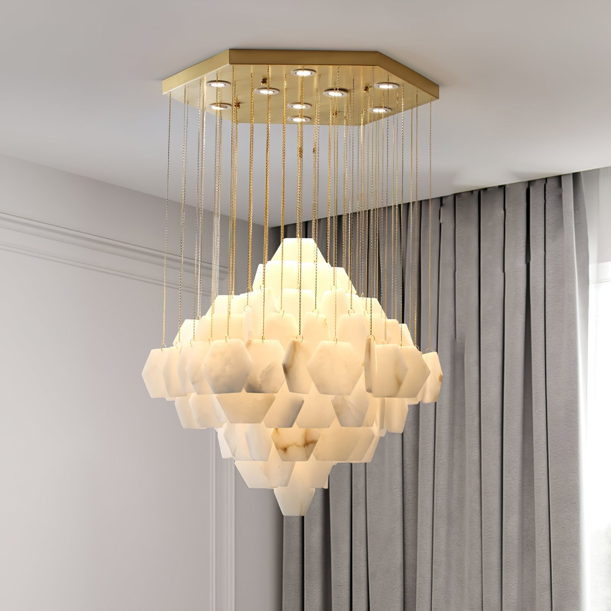Hexa Alabaster Cascade Chandelier by Bling Lighting Studio
