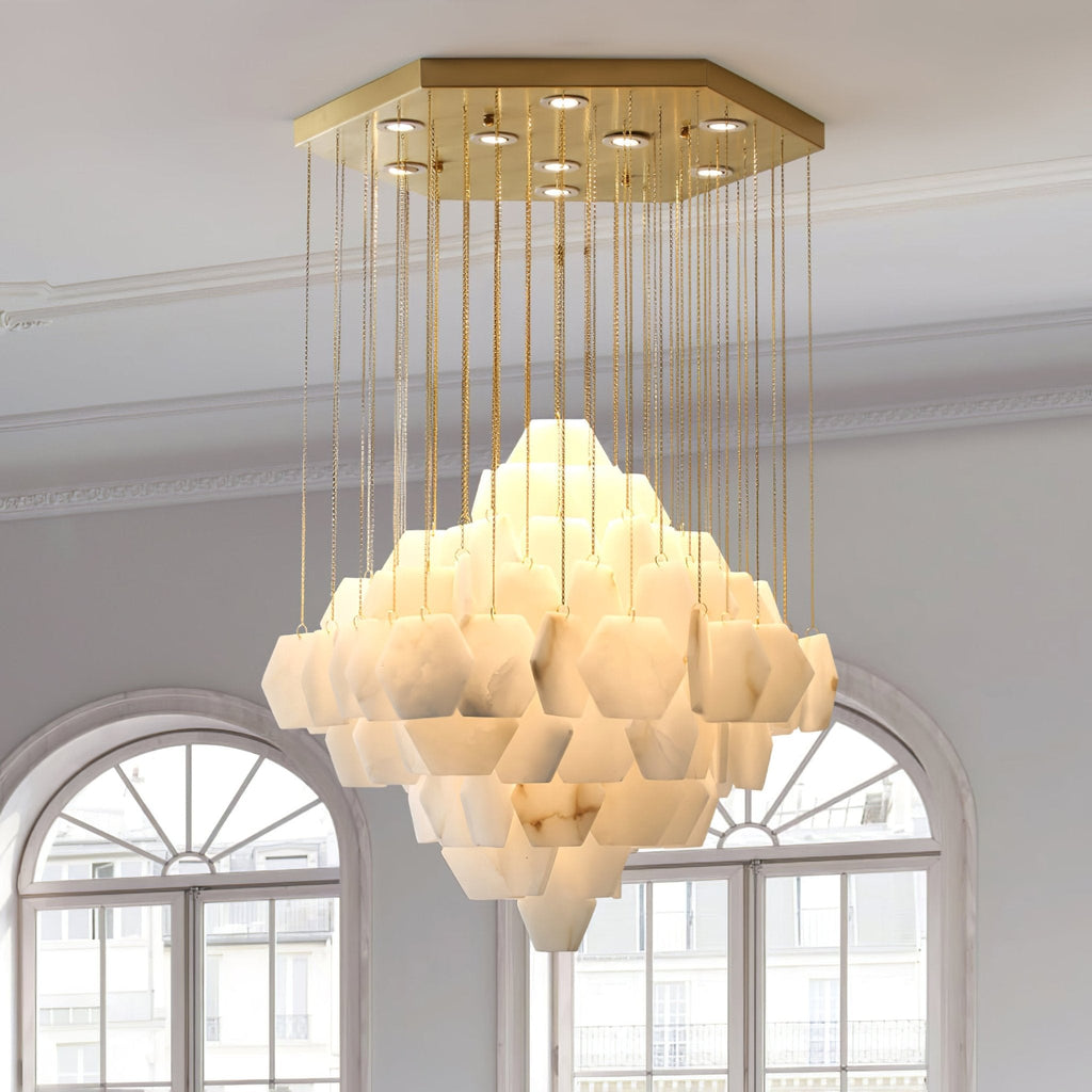 Hexa Alabaster Cascade Chandelier by Bling Lighting Studio