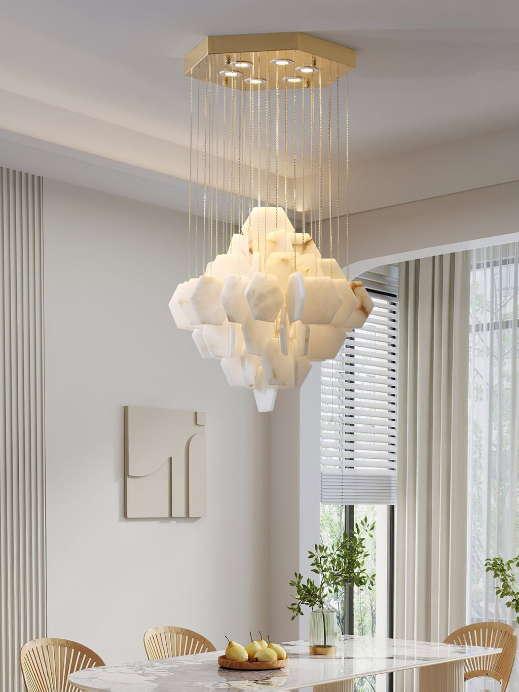 Hexa Alabaster Cascade Chandelier by Bling Lighting Studio