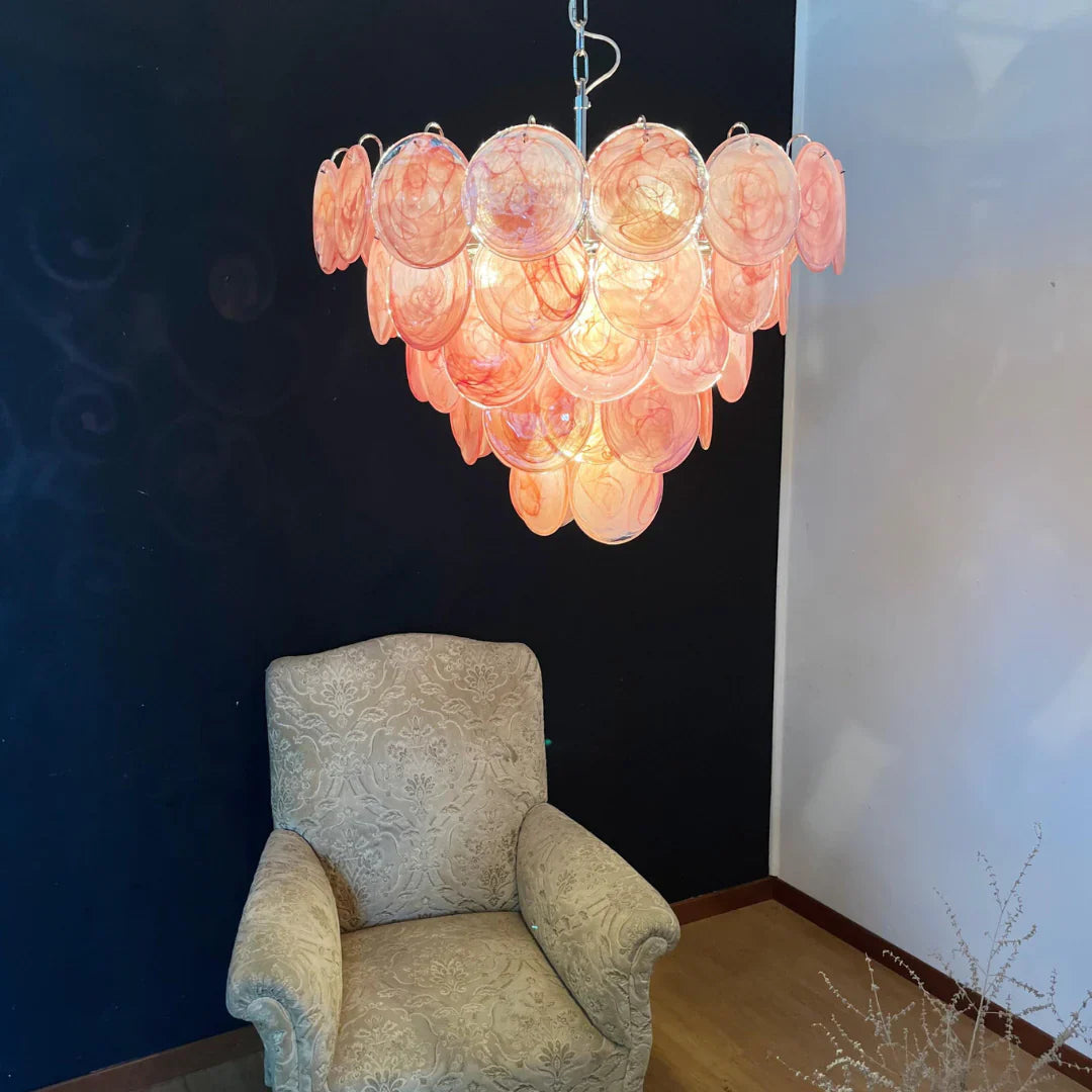 Pink Disc Murano Chandelier product image
