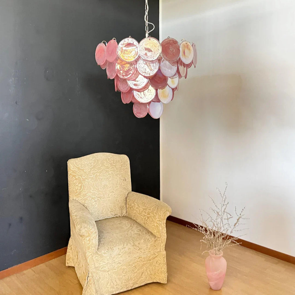 Pink Disc Murano Chandelier product image