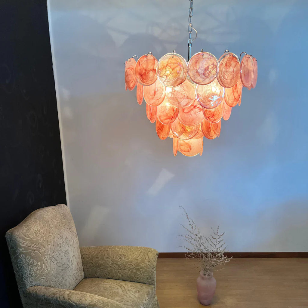 Pink Disc Murano Chandelier product image