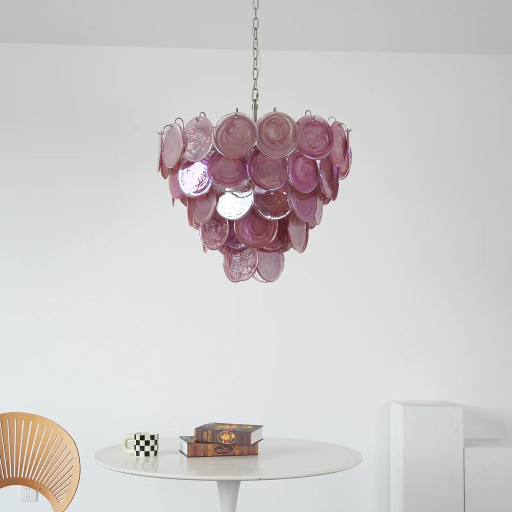 Pink Disc Murano Chandelier product image
