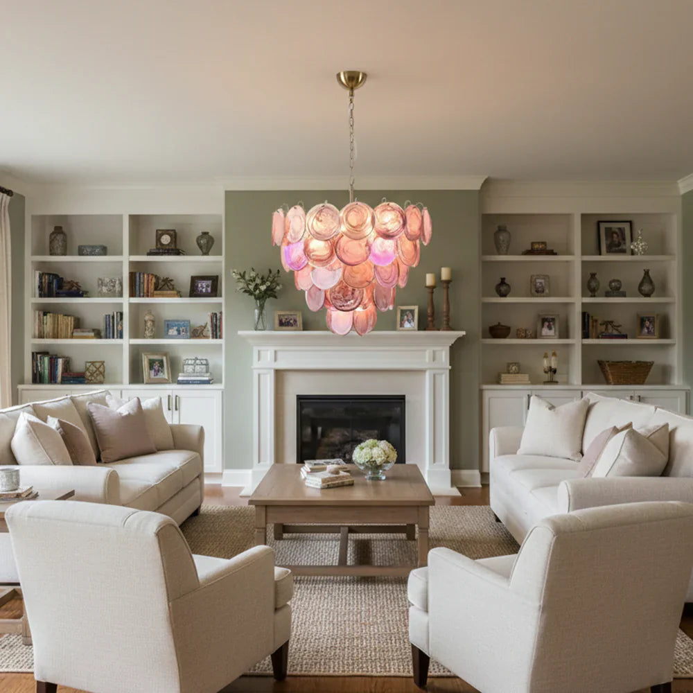 Pink Disc Murano Chandelier product image