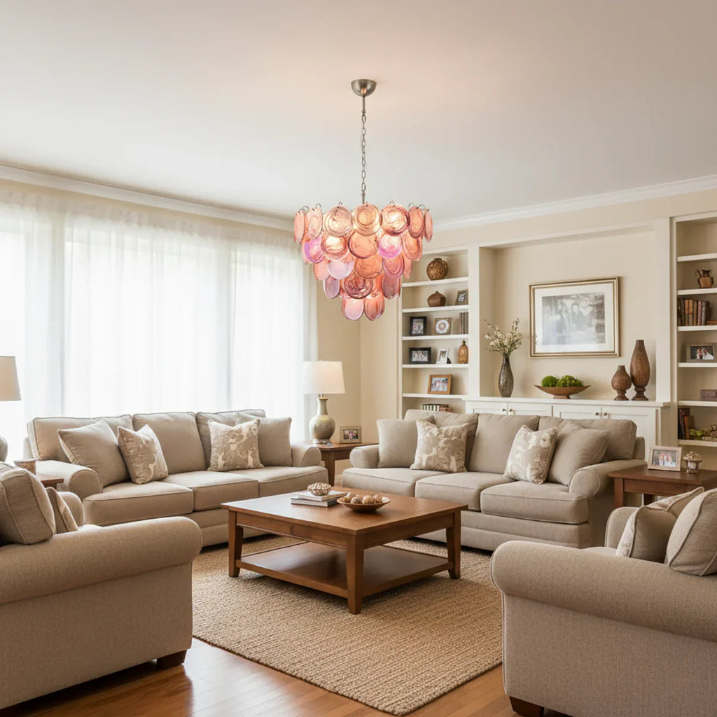 Pink Disc Murano Chandelier product image