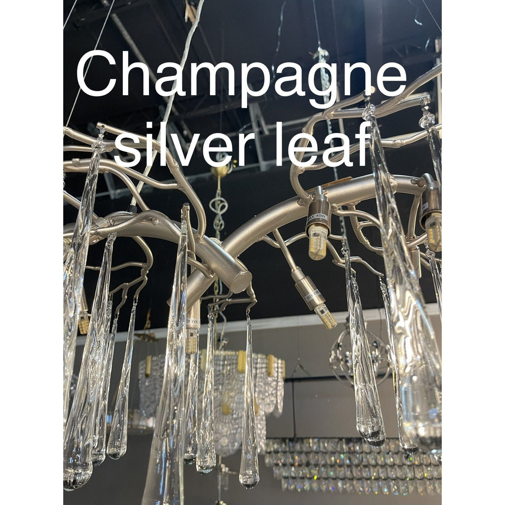 Lukas Oval Branching Brass Linear Teardrop Chandelier by Bling Lighting Studio