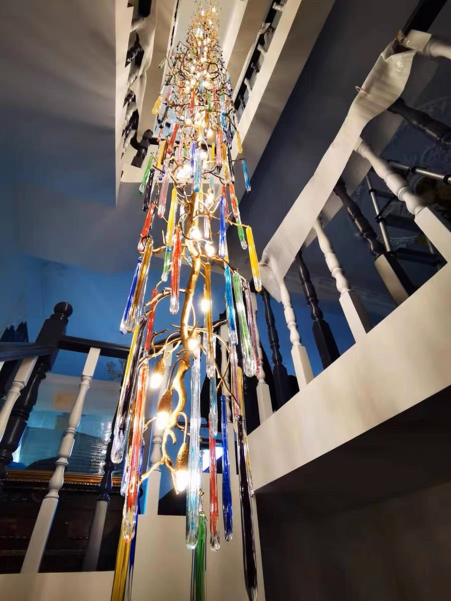 Verdant Crystal Colored Branch Column Chandelier by Bling Lighting Studio