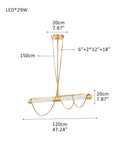 LED Tubular Alabaster Shades Ceiling Pendant Lamp 49" with long chains | Brass