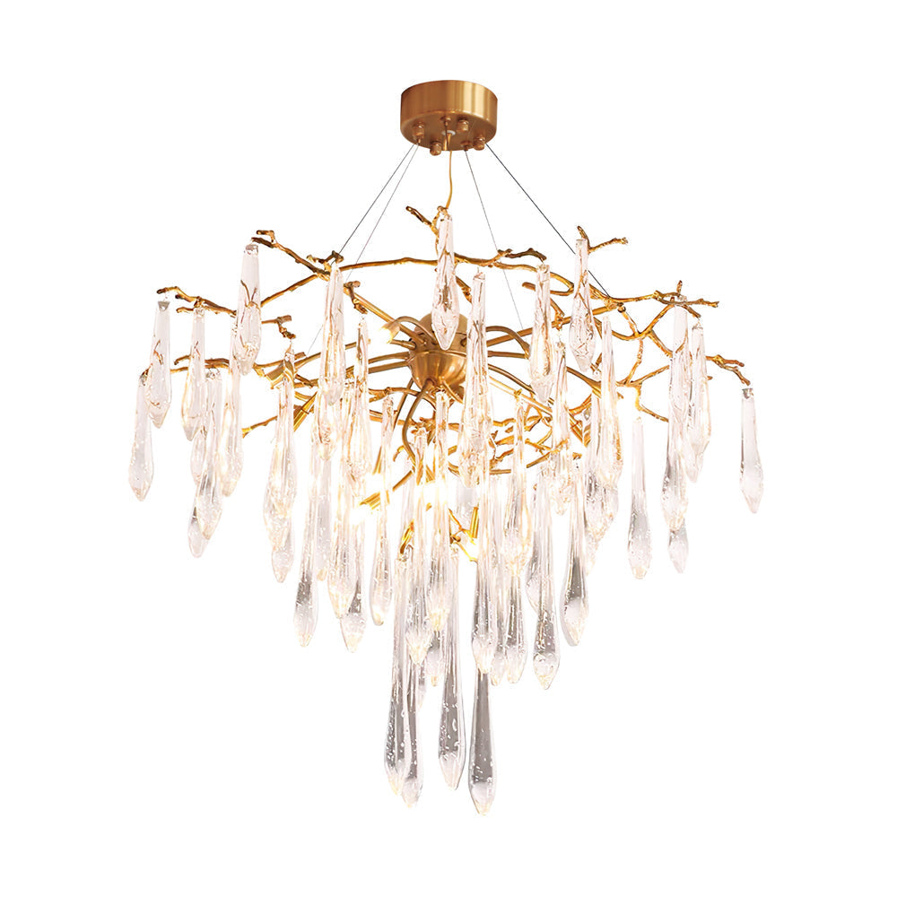 Icicle Branch Brass Crystal Chandelier by Bling Lighting Studio