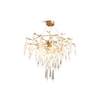 Icicle Branch Brass Crystal Chandelier by Bling Lighting Studio