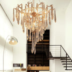 Icicle Branch Brass Crystal Chandelier by Bling Lighting Studio