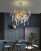 Icicle Branch Brass Crystal Chandelier by Bling Lighting Studio