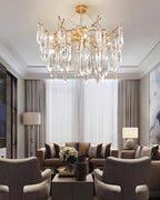 Icicle Branch Brass Crystal Chandelier by Bling Lighting Studio