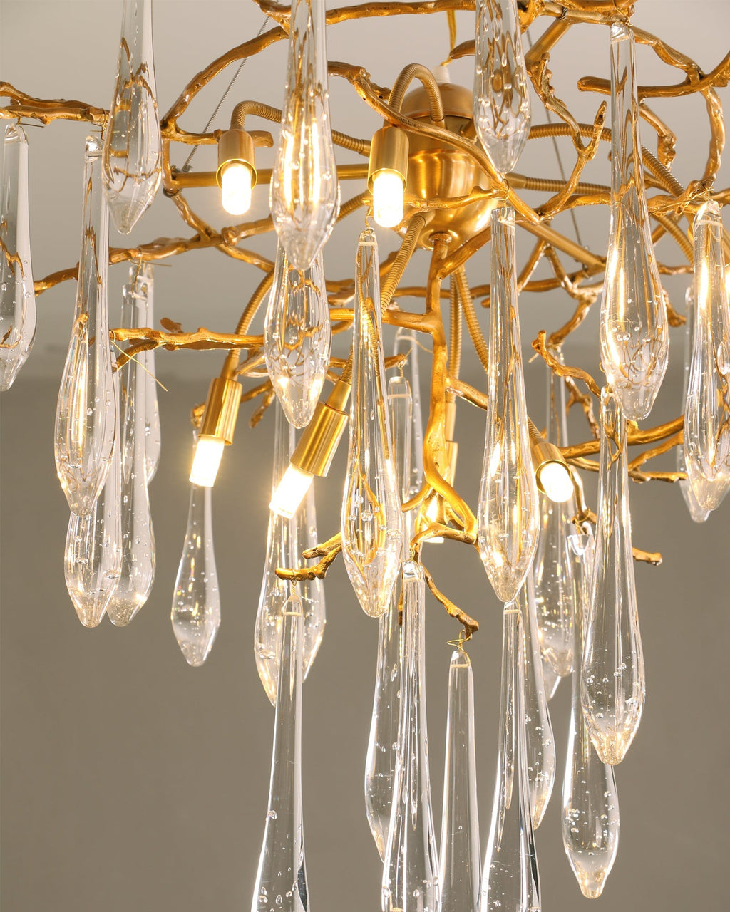 Icicle Branch Brass Crystal Chandelier by Bling Lighting Studio