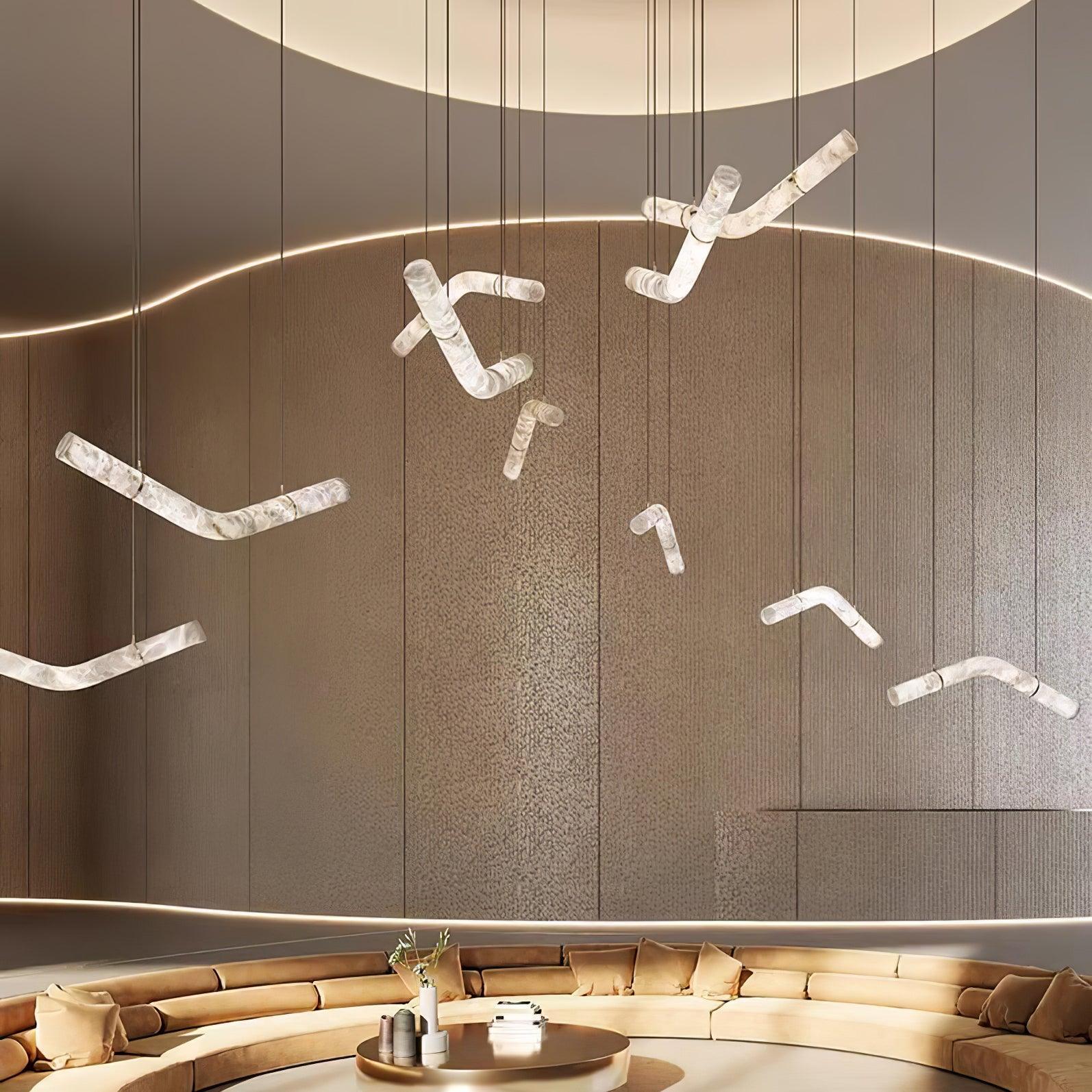 Streamlined Alabaster Pendant Lamp by Bling Lighting Studio
