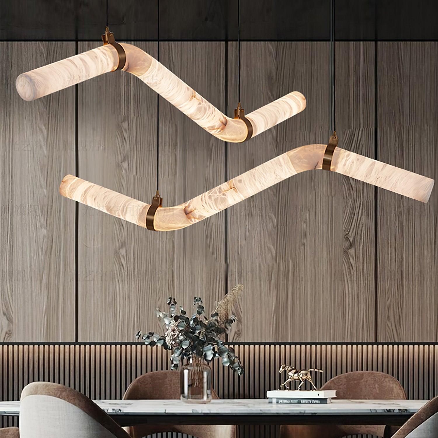 Streamlined Alabaster Pendant Lamp by Bling Lighting Studio