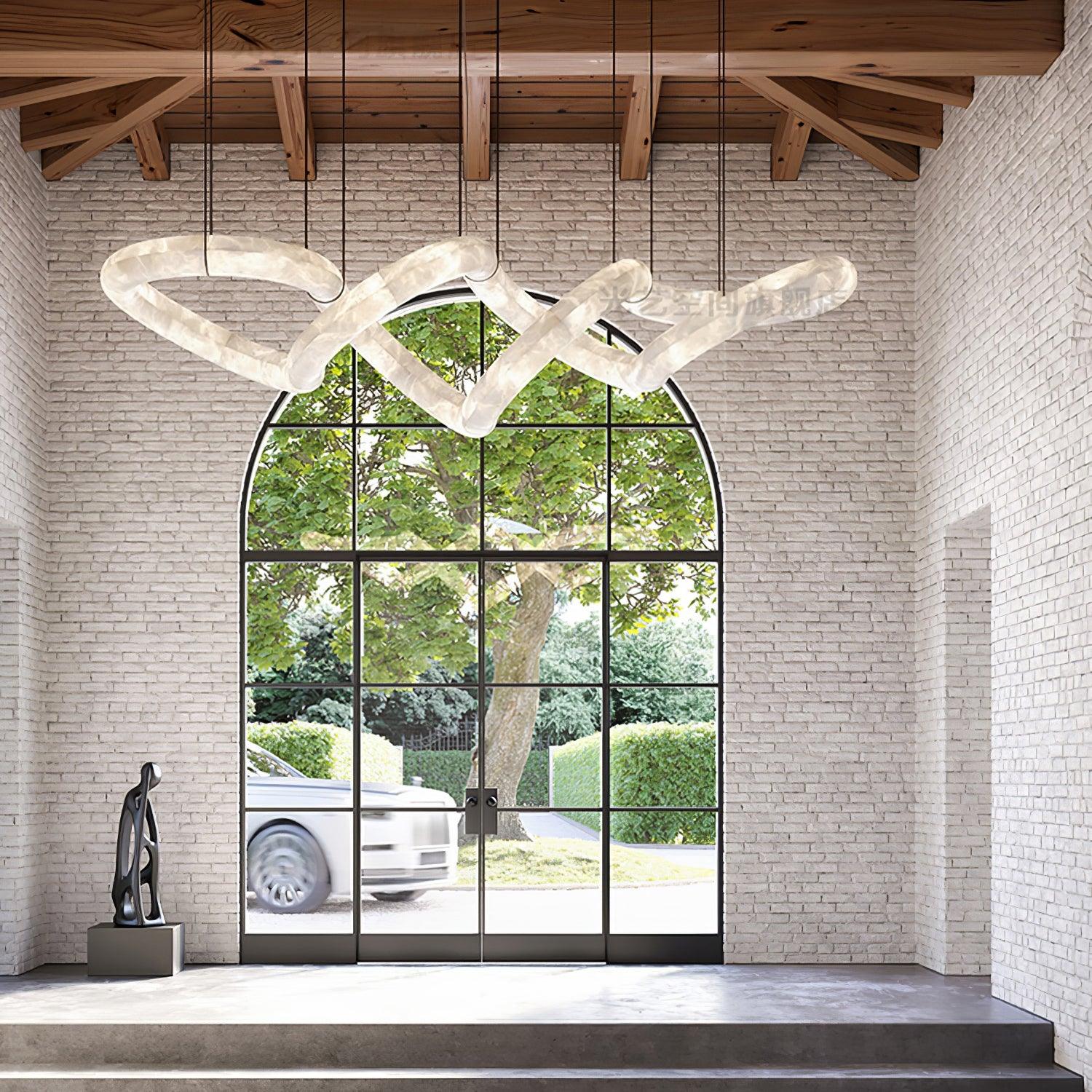 Streamlined Alabaster Pendant Lamp by Bling Lighting Studio