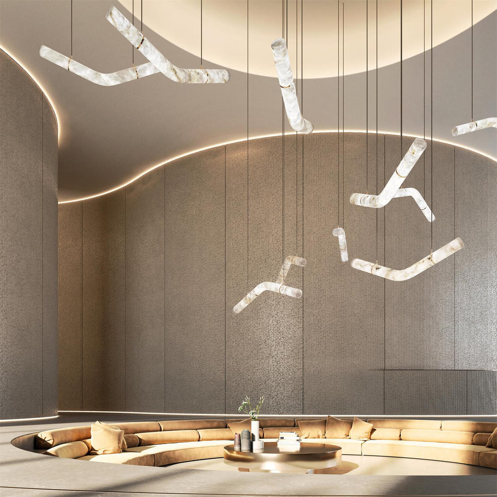 Streamlined Alabaster Pendant Lamp by Bling Lighting Studio