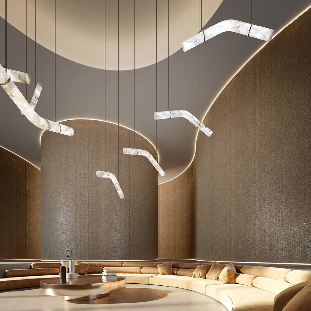 Streamlined Alabaster Pendant Lamp by Bling Lighting Studio