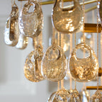 Modern Cascading Amber Glass Drop Chandelier material and finish detail