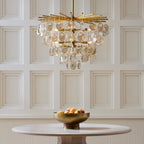 Modern Cascading Amber Glass Drop Chandelier detail view
