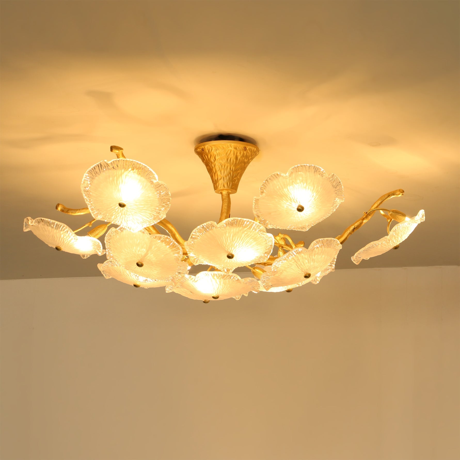 Kamal Branch Brass Crystal Flushmount by Bling Lighting Studio