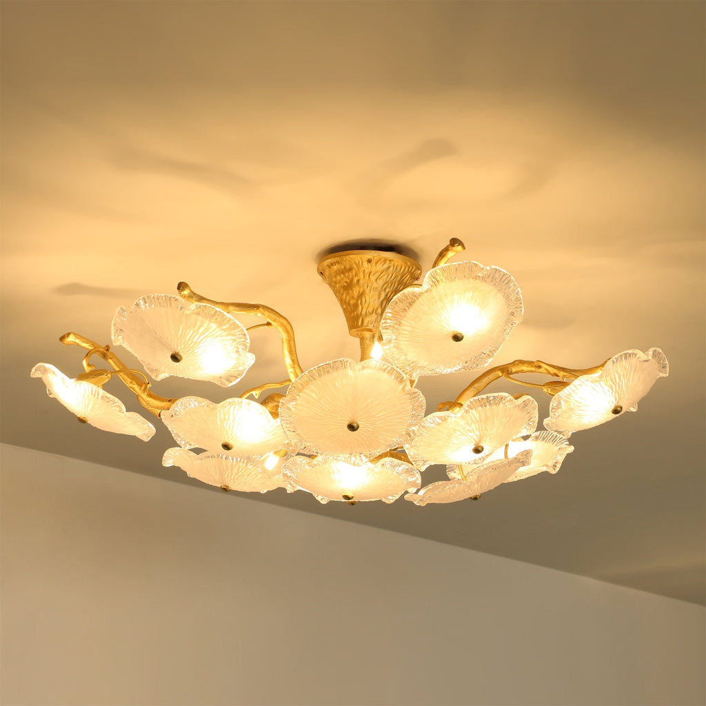 Kamal Branch Brass Crystal Flushmount by Bling Lighting Studio