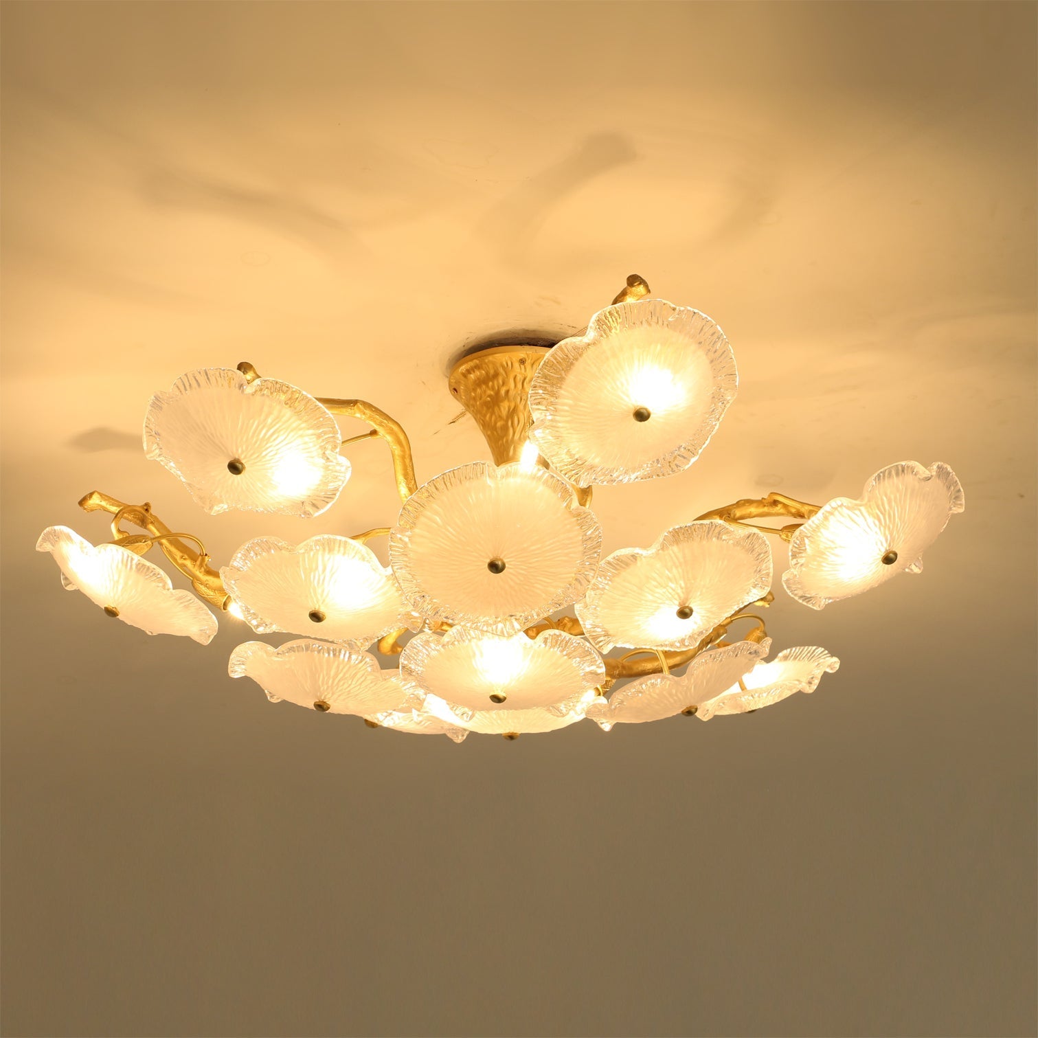 Kamal Branch Brass Crystal Flushmount by Bling Lighting Studio