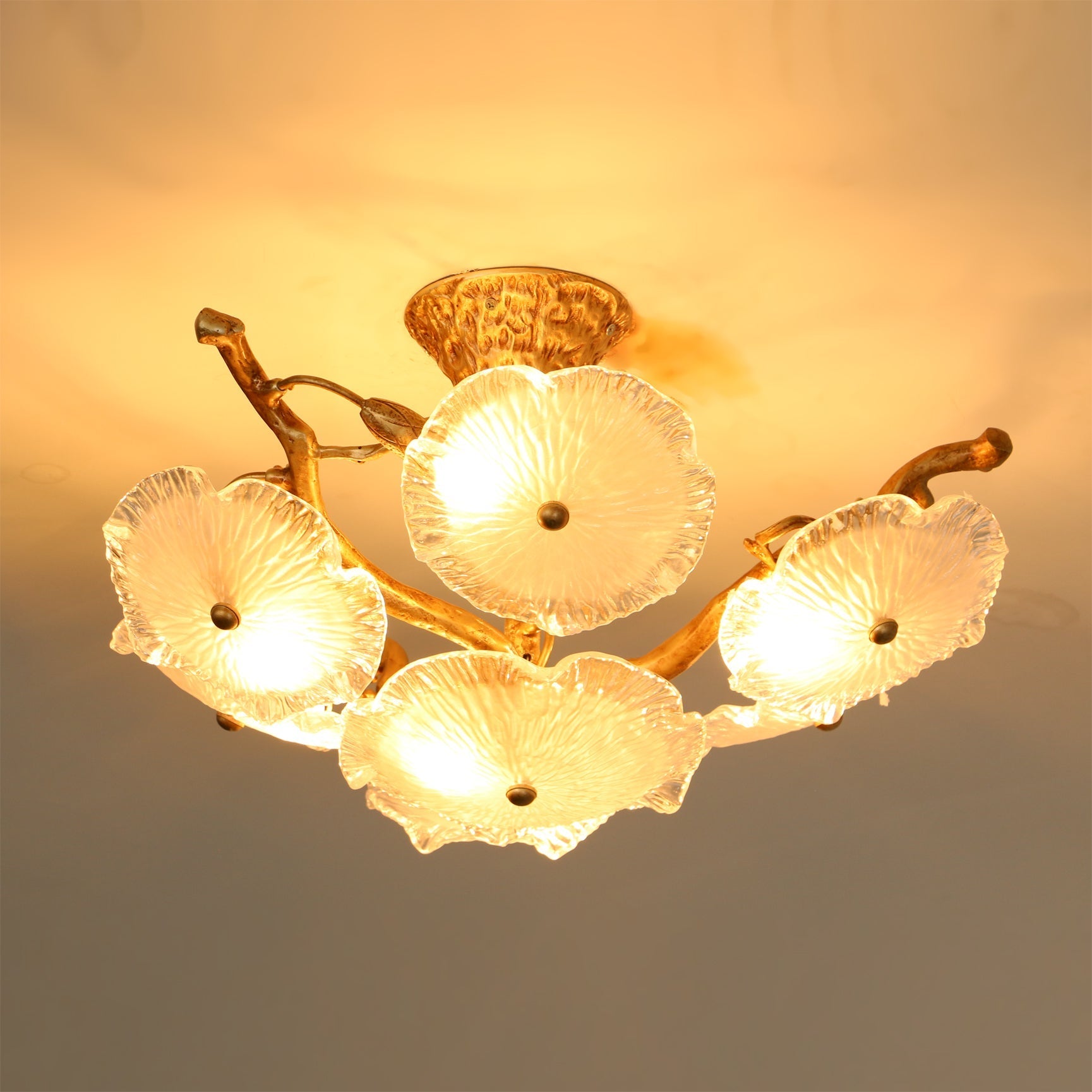 Kamal Branch Brass Crystal Flushmount by Bling Lighting Studio