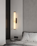 LED Copper Cylindrical Natural Marble Alabaster Wall Sconce Lamp