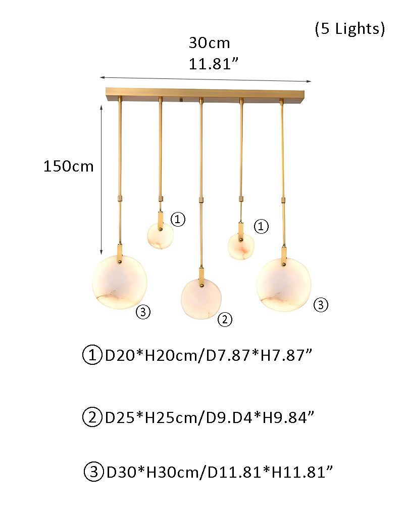 Postmodern LED Spanish Marble Chandelier Lamp in Brass for staircase by Bling Lighting Studio
