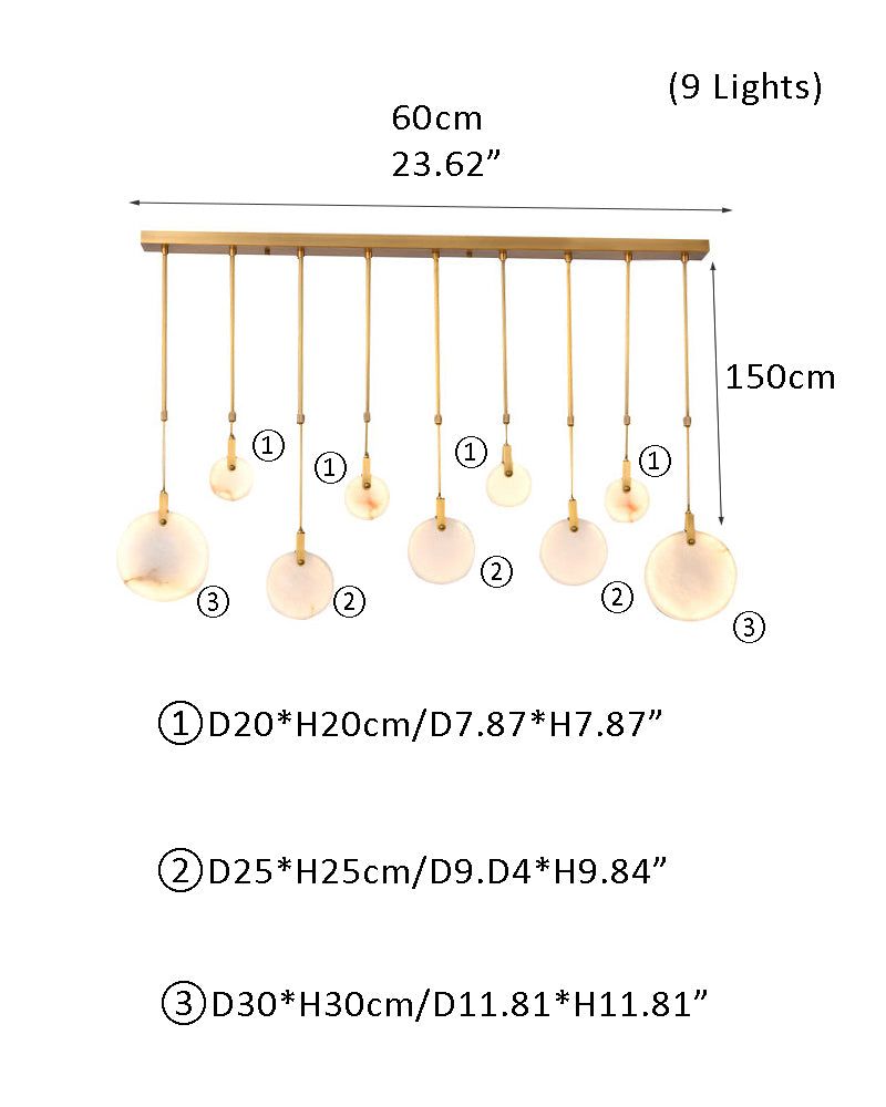 Postmodern LED Spanish Marble Chandelier Lamp in Brass for staircase by Bling Lighting Studio