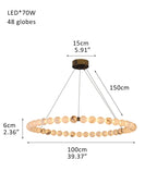 Modern Pearl Alabaster Necklace Circle Triple Chandelier with Dia 60+80+100cm by Bling Lighting Studio