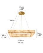 Square/Rectangle Large Alabaster Chandelier, 20" 24" 32" 40" 58" 60" 71" 79" Dia