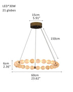 Modern Pearl Alabaster Necklace Circle Triple Chandelier with Dia 60+80+100cm by Bling Lighting Studio