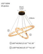 Modern Pearl Alabaster Necklace Circle Triple Chandelier with Dia 60+80+100cm by Bling Lighting Studio
