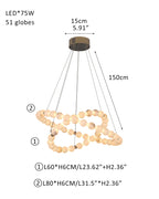 Modern Pearl Alabaster Necklace Circle Triple Chandelier with Dia 60+80+100cm by Bling Lighting Studio