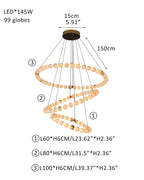 Modern Pearl Alabaster Necklace Circle Triple Chandelier with Dia 60+80+100cm by Bling Lighting Studio