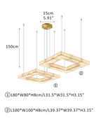 Square/Rectangle Large Alabaster Chandelier, 20" 24" 32" 40" 58" 60" 71" 79" Dia