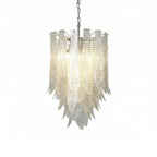 Leaf-Textured Layered Glass Chandelier by Bling Lighting Studio