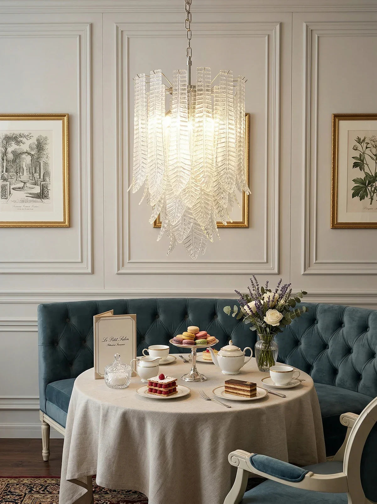 Leaf-Textured Layered Glass Chandelier product image