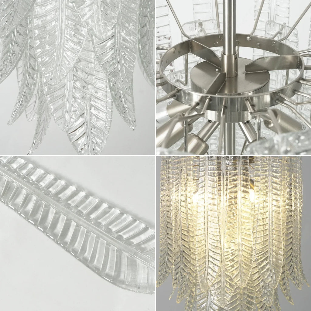 Leaf-Textured Layered Glass Chandelier product image