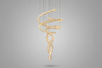 Tall Twisting Glass Staircase Chandelier by Bling Lighting Studio