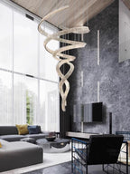 Tall Twisting Glass Staircase Chandelier product image