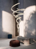 Tall Twisting Glass Staircase Chandelier product image