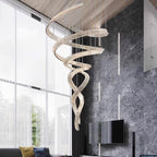 Tall Twisting Glass Staircase Chandelier material and finish detail