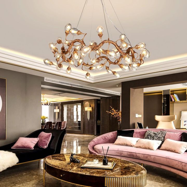 Branch Lotus Brass Chandelier