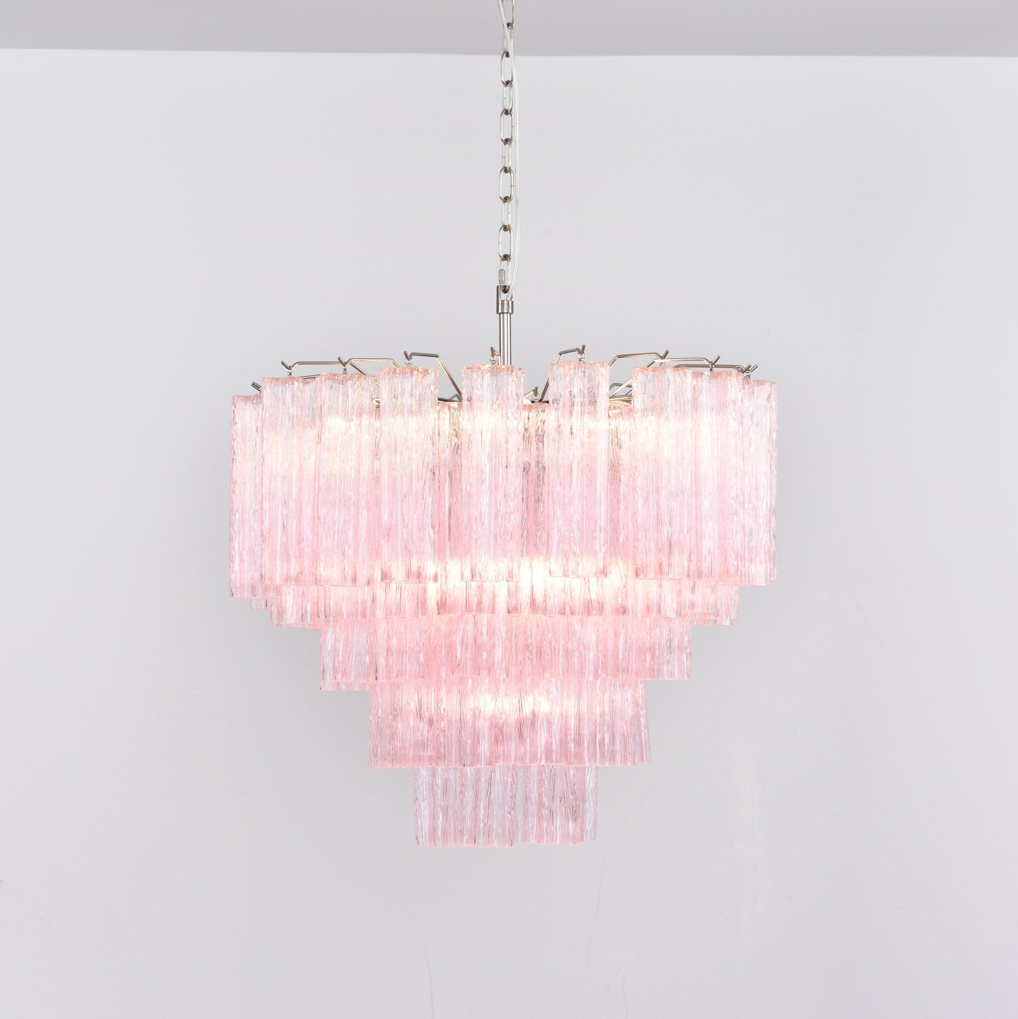 Luxury Murano Rosa Tube Chandelier by Bling Lighting Studio